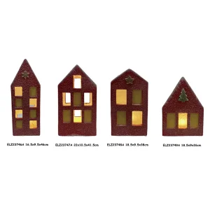 High-Quality Charming Resin Handmade Christmas Houses with Lights