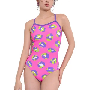 Girls Racing Swimsuit One-Piece Custom Printed Thin Shoulder Straps Youthful Style Swimwear