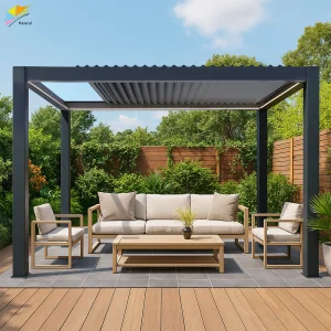 Garden Modern Bioclimatic Retractable Aluminium Profile Roof Awnings Shading Shade For Pergolas And Gazebos Outdoor