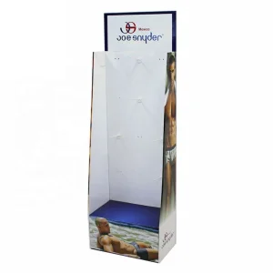 Customized Sock Floor Standing Cardboard Display Rack for Retail Shop with Hook
