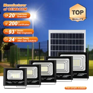 Luces de inundación solares para jardín al por mayor 50W 100W 150W 200W Luz de inundación solar con sensor de movimiento Luz de inundación para calle y pared