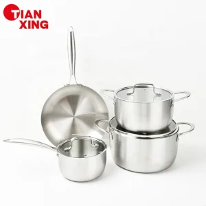 304 Stainless Steel Non-stick Cookware 18cm Saucepan 20/24cm Stock Pot 26cm Fry Pan Caserole Set Cooking Pots Casserole