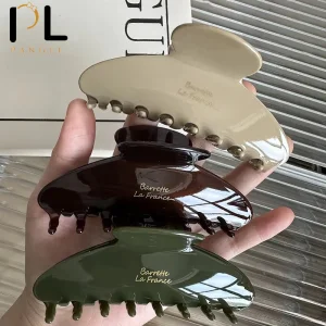 Liwu Customize LOGO High Quality Retro Vintage Solid Color Large Size 11cm Acetate Hair Claw