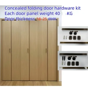 18mm Thickness Partition Hidden Sliding Folding Bifold Wooden Door Wardrobe Door Hardware System Fitting Kit with Spring Hinge