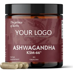 OEM Ashwagandha Capsule KSM 66 Pure Organic Ashwagandha Root Powder Extract Ayurvedic Dietary Supplement Capsule