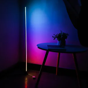 Smart Decoration Gaming Living Room RGB Stand Lights Remote Control Designer Modern Black Shelf LED Corner Landing Floor Lamp