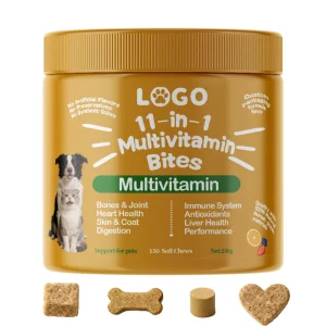 Multivitamin Soft Chew Supplements for Cats Dogs with Omega 3 Fish Oil Improve Immune &amp; Digestion System Grain-Free