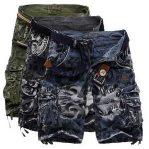 2026 Foreign Trade Cargo Pants New Style Shorts Camouflage Multi-Pocket Workwear Style 5/10 Loose Large Size Zipper Fly Mid