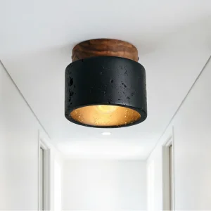 Italian Black Travertine Marble LED Ceiling Light