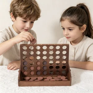 High Quality Wooden 4 Row Game 3D Color Boxed Strategy Board Game Thinking Training Parent-child Interactive Educational