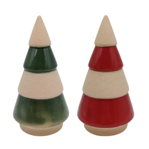 Wholesale Reactive Ceramic Christmas Trees – Set of 2 in Irregular Shapes with Glazed Finish HDFS7628 Suppliers, Factories