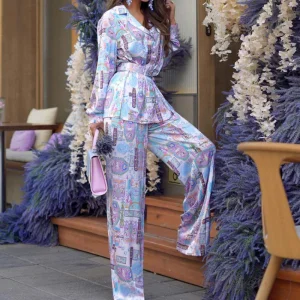 Conjunto de pijama impreso para mujeres