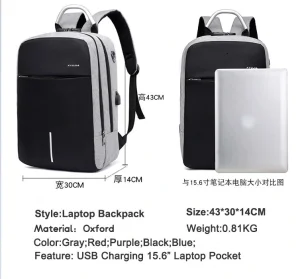 Computer Bag Bagpack Travel Back Pack Smart Laptop Backpack with USB Charging Port