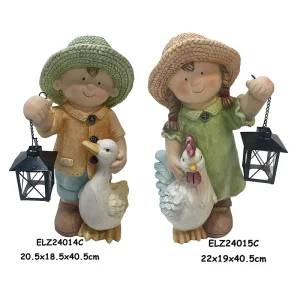 Wholesale Lantern Statues Boy Girl