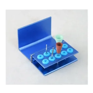 16 Holes Dental Diamond Tungsten Carbide Polishing Material Storage Counter Dental Burs Sterilizer Stand with Silicone Ring Yqd9-10