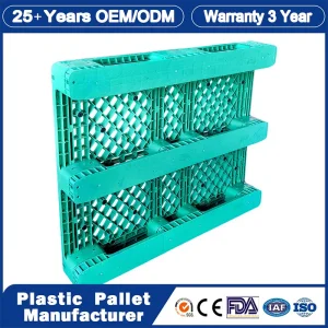 1200X800/1200X1000 OEM Reinforced Selective Water Bottle Deck Stacking Steel HDPE Euro Stackable 6 Runners Double Faced Plastic Tray Pallet Manufacture