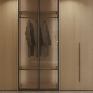 Modern Wood Color Wardrobe, Large Capacity Storage Cabinet for Bedroom