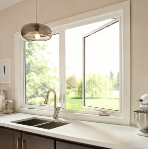 American Standard Soundproof Vinyl Window Double Pane Glass Crank Opening Window Certified Panel Double UPVC Window For Houses