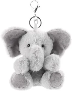 Fashion Accessory Backpack Clips Plush Gray Elephant Stuffed Animal Soft Keychain for Kids Bag