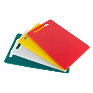 Color-Coded Double-Sided 43X27X1cm Rectangle Plastic Cutting Board with Handle in Kitchenware