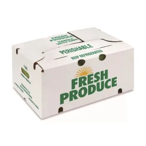 Caja de embalaje de vegetales premium encerada - Caja de cartón para frutas de pared simple con recubrimiento encerado, impresa en cartón corrugado de papel, piña, tomate, pepino, maíz, brócoli