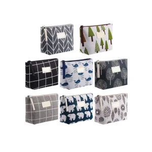 Fashionable Eco-Friendly Canvas Cosmetic Bag Zipper Portable Waterproof for Toiletry Pouch for Makeup Beauty Products Low