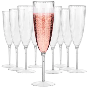 Cheap Disposable 6 oz One Piece Stemmed Plastic Wine Glasses Plastic Champagne Flutes for Weddings and special Celebrations  Factories, Pricelist