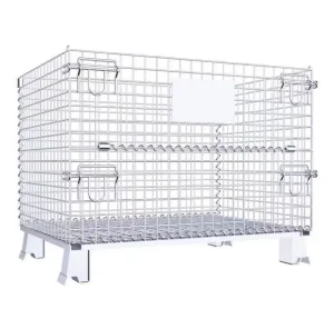 Folding Mesh Wire Cage Metal Storage Container Steel Wire Mesh Pallet  Container Cage for Cargo Turnover