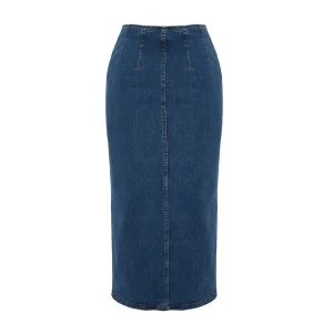 Women's Plus Size Elegant Floor-Length Denim Skirt