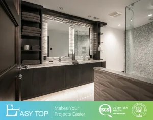 European Special Texture Wood Grain Floating Bathroom Vanity