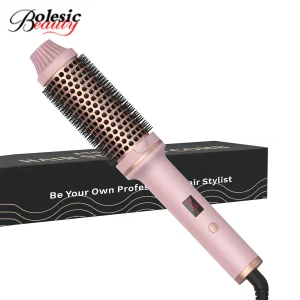 Dual Voltage Electric Curling Iron Brush Thermal Brush Traveling Volume Curls LED Digital Display Tourmaline Ionic Hair Curler