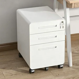 Under Desk Steel Filing Cabinet Steel 3 Drawer Filing Cabinet Portable Modular Mobile Metal Pedestal Cabinet with Movable Wheel