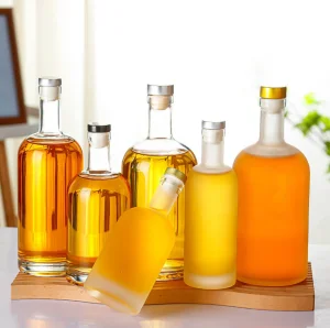 Wholesale 500ml 750ml 1000ml Clear Round Bottle Frosted Whisky Rum Tequila Whiskey Vodka Liquor Glass Bottle