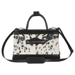 Custom Leather Handbag Black Fur Detail