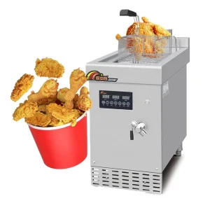 50L Large Capacity Electric Deep Fryer, 220V/380V Commercial Fried Chicken Fryer with Oil Filtration System, High Power Stainless Steel Fryer for Fast Food Shop