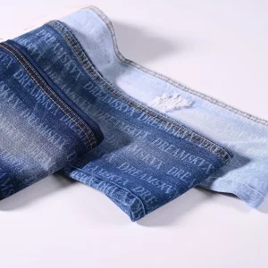 China Made Laser Laser-Cut Patterned Denim Fabric for Eye-Catching Streetwear Apparel