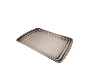 3-Piece Nonstick Baking Sheet Set, Carbon Steel Cookie Sheet Pans, Stackable Oven Safe Bakeware for Home Baking