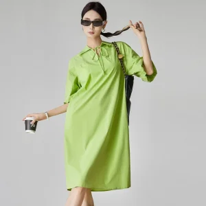 Vestido T-Shirt V-Neck Fluorescente Verde