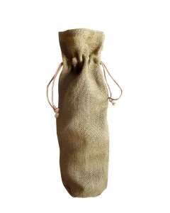Eco-Friendly Single Bottle Jute Wine Bags with Drawstring