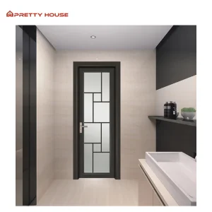 Black Aluminum Frame Balcony French Door Double Glazing Casement Doors for House