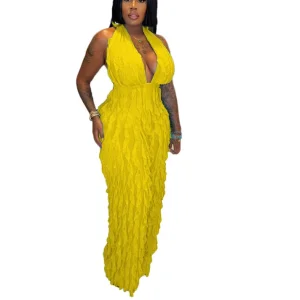 Cross Border New European American Women's Clothing 2026 Spring/Summer High Sexy Loose Ruffle Edge Camisole Jumpsuit