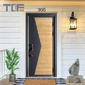 Security Entrance Anti-Theft Wooden Color Metal Steel Door