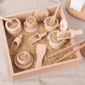 Wooden Sensory Bin Tools Montessori Toys for Toddlers Preschool Children Transfer Work and Fine Motor Learning