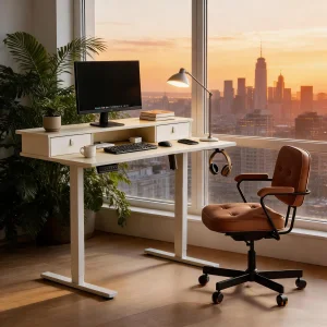 Prorials Single Motor Electric Lift Desk Sit Stand Converter for Office Computer