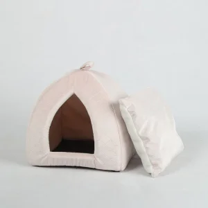 Factory Direct Custom Modern Calming Pet Cave Large Bed Sleeping Warm 2 in 1 Gray Plush Dog Cat Cushion