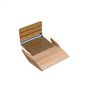 Wall-Mounted Folding Solid Wood Modern Minimalist Shower Stool and Ottoman for Elderly Entryway Bathroom Use Shoe-Changing Bench
