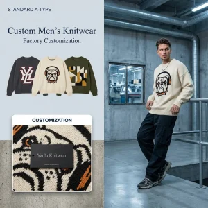 Wholesale Men's Graphic Print Intarsia Sweater