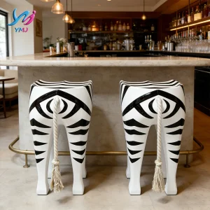 Zebra Shaped Fiberglass Bar Stool