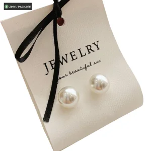 Custom Unique White Microfiber Jewelry Pouch Bags with Black Silk Ribbon Bow-Tie