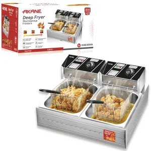 AKANE A.85221 Double Tank Deep Fryer Stainless Steel Design Rapid Heating